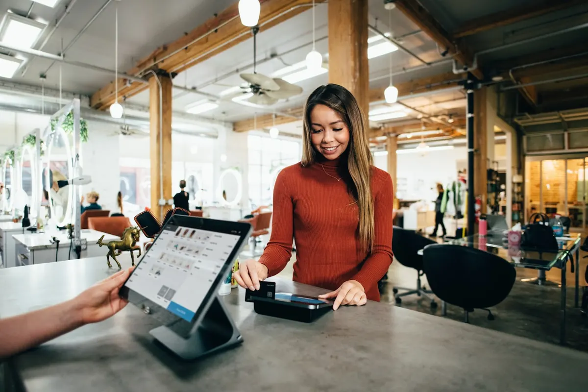 A new business owner opening for trade